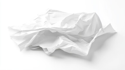 Crumpled White Paper Texture on White Background for Creative Use