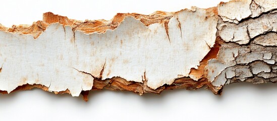Obraz premium White birch bark strip on white, natural texture background, craft design