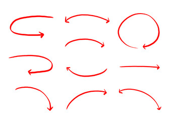 シンプル　手書き風　赤い　やじるし　セット