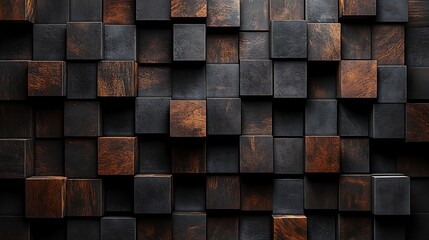 Textured Wooden Cubes in Grid Pattern