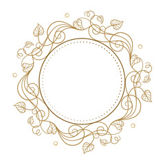 Round floral monogram template. Wedding or corporate identity element template. 