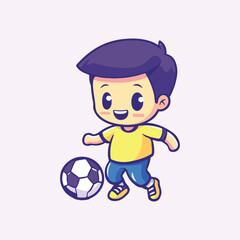 Cute boy working on laptop Cartoon Vector Icon Illustration