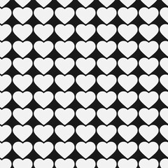 Light hearts on Dark Background Monochrome Seamless Pattern Minimalism White Day Greeting background