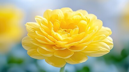 Fototapeta premium Yellow flower bloom close-up, garden background, nature beauty, floral design
