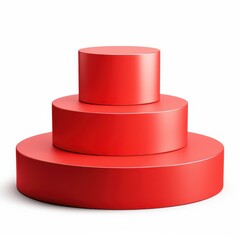 Red Cylindrical Display Stand Three Tiered Product Presentation Pedestal Empty Showcase