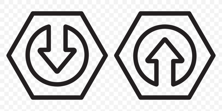 Red down green up arrow icon sign vector. Cryptocurrency, stock and forex investment trading analysis. Eps 10.