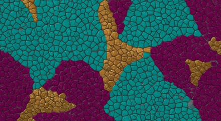 Abstract Teal Purple Gold Mosaic Texture Background