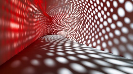 Red light tunnel, dotted walls, swirling patterns, event backdrop