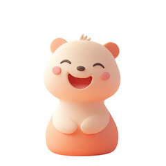 Adorable 3D Render of a Happy Cartoon Bear Cub Sitting Smiling Cute Animal Illustration