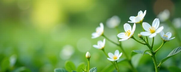 Small white flowers on trailing stems with a subtle background, garden, flowers, blossom