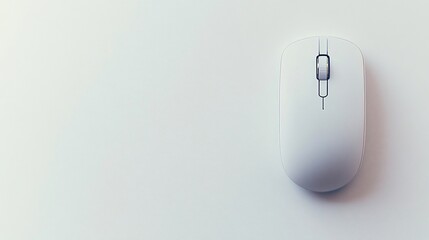 White wireless mouse on desk, minimalist background, website design