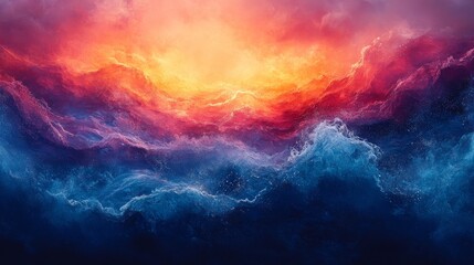 Fototapeta premium Abstract depiction of an ethereal landscape with celestial hues and flowing forms suggesting a fusion of sky and ocean energies