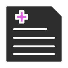 Fototapeta premium Medical Record Icon with Cross and Three Lines