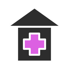 Fototapeta premium House icon with health cross in simple style design