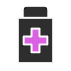 Medical Container With Pink Plus Symbol Flat Design