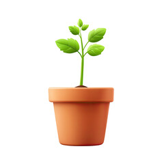 Obraz premium Young Plant Sprout in Terracotta Pot Growing New Life Spring Growth Nature