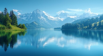 Fototapeta premium Great view of the snowy rocky massif. Location: Bachalpsee in the Swiss Alps, Grindelwald valley