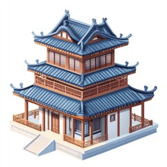 Elegant Three Story Chinese Style Building Design