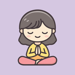 Cute girl yoga Cartoon Vector Icon Illustration