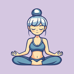 Obraz premium Cute girl yoga Cartoon Vector Icon Illustration