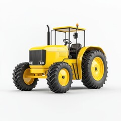 Obraz premium Powerful Yellow Farm Tractor Agricultural Machinery Heavy Duty Vehicle Rural Equipment