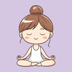 Cute girl yoga Cartoon Vector Icon Illustration
