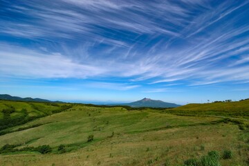 草原の中に広がる青空