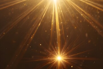 Naklejka premium Natural light lens flare on gold background sun ray effect Generative AI