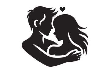 Silhouette of Lovers Holding Hands Romantic Vector Art