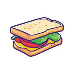 Classic club sandwich cartoon icon vector illustration