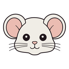 cute mouse head wild animal fauna flat color vector illustration template design