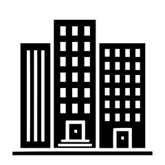 Clean black and white vector silhouette of building on white background