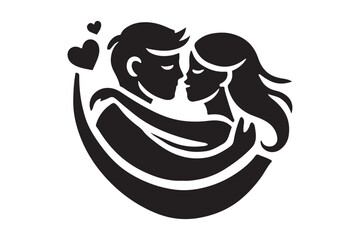 Elegant Lovers Silhouette Passionate Relationship Vector