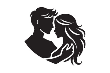 Couple in Love Silhouette Minimalist Vector Illustration