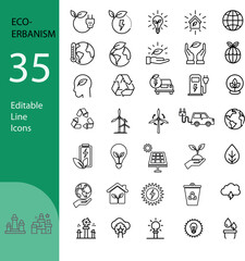 eco urbanism icon set