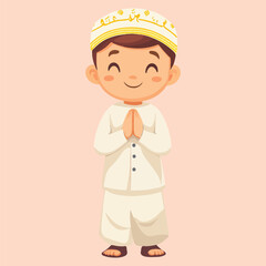 Cute Boy Praying Vector Illustration