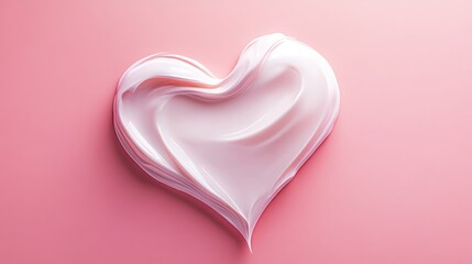 Obraz premium Heart-shaped moisturizer cream smear on a pink background A 3D skincare concept illustration showing a smooth lotion smudge for face or body care