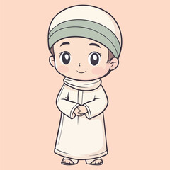 Cute Boy Praying Vector Illustration