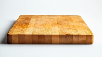 Square wooden cutting board, studio shot, clean background, food prep