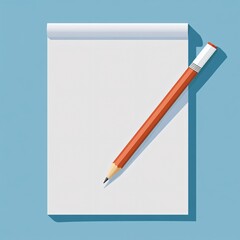 Blank Paper and Blue Pencil Flat Vector Illustration for Creative Projects