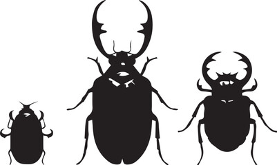 A set of insects silhouettes for flat design. Hand drawn vector illustration