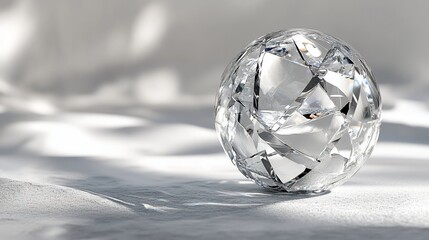 Crystal sphere, sunlight, white background, shadow, design