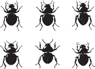 A set of insects silhouettes for flat design. Hand drawn vector illustration