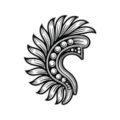 Design a powerful and stylized symbol representing Quetzalcoatl, the feathered serpent deity, incorporating intricate feathers and serpentine form.