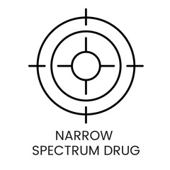 A circular crosshair icon, symbolizing precise targeting in narrow spectrum drugs, in vector style, with an editable stroke