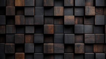 Textured Wooden Cubes in Grid Pattern