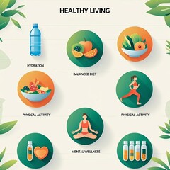Healthy Lifestyle Infographic with Wellness Elements