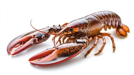Lobster on a white background showcasing its vibrant color and detailed texture for culinary or seafood related use