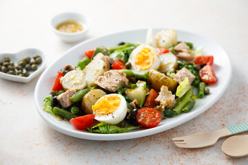 Traditional Nicoise salad with tuna