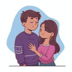 Romantic Affectionate Couple Embracing, a heartwarming illustration,romantic couple, Couple Embrace
